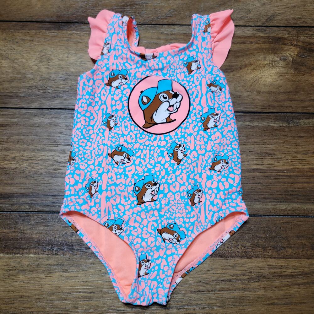 Buc-ee's Toddler 1 Pc Orange & Blue Swimsuit - Size 2T